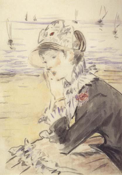 Edouard Manet Jeune fille devant la mer (mk40) Norge oil painting art